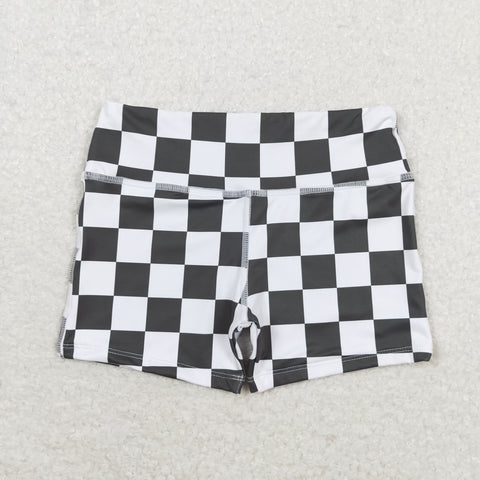 SS0219 RTS baby girl clothes white black gingham toddler girl summer shorts swim suit bathing suit beach wear