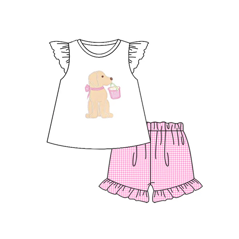 Order Deadline:7th May. Split order baby girl clothes dog girl summer shorts set