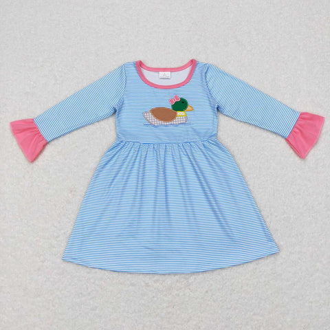 GLD0426 toddler girl dresses duck hunting mallard embroidery  girl winter dress