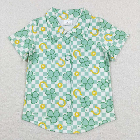 BT0543 baby boy clothes lucky green boy St. Patrick day clothes toddler spring top
