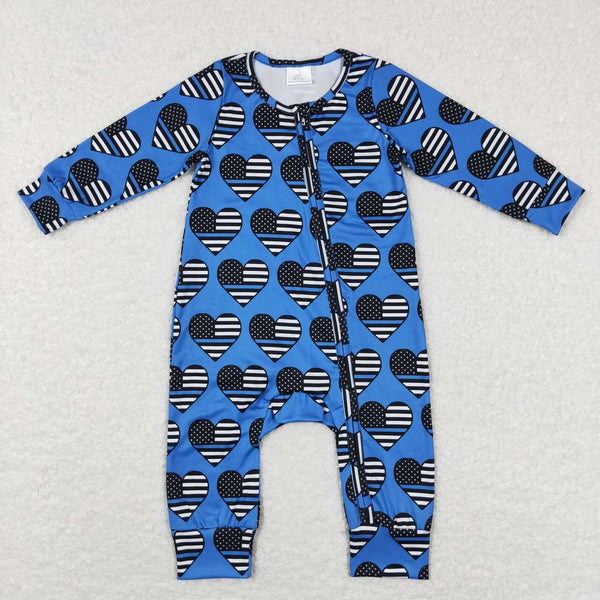 LR0850 baby boy clothes blue police zipper  boy winer romper