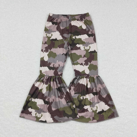 P0310  toddler girl clothes deer hunting bell bottom flare pant