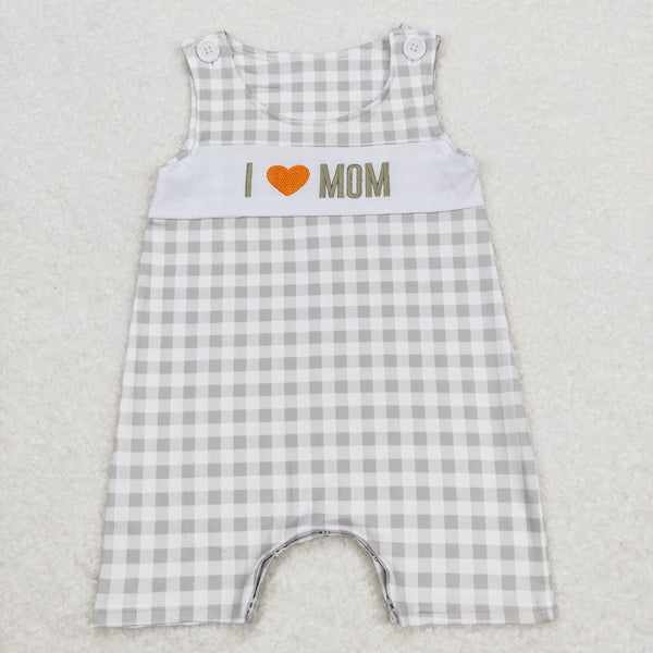 SR1132 RTS baby boy clothes embroidery I love mom toddler boy summer romper
