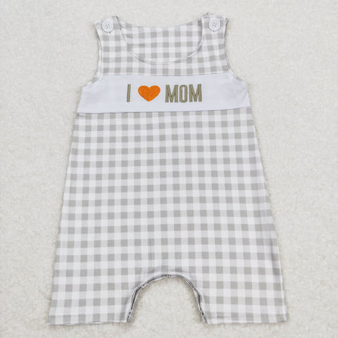 SR1132 RTS baby boy clothes embroidery I love mom toddler boy summer romper