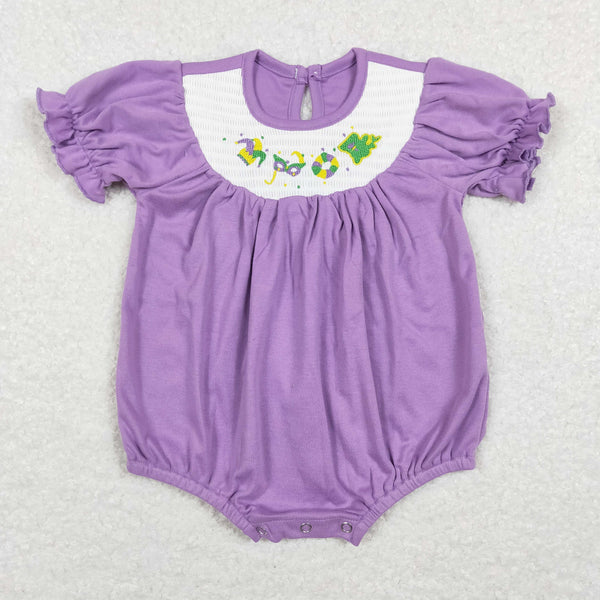 SR0472 baby girl clothes purple smock baby Mardi Gras bubble toddler Mardi Gras clothes