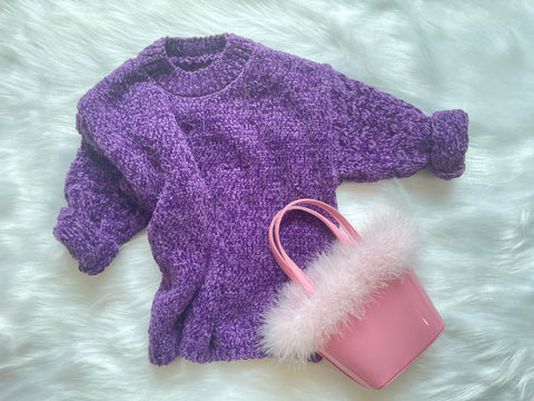 GT0237 pre-order toddler girl clothes purple knit sweater top