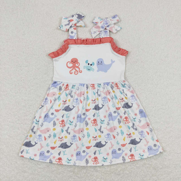 GSD0915 RTS toddler clothes sea animal baby girl summer dress (print pattern)