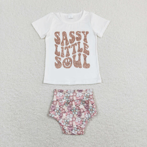 GBO0207 baby girl clothes  sassy little soul girl summer bummies set