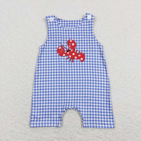 SR0820 RTS baby boy clothes toddler crawfish romper embroidery boy summer romper