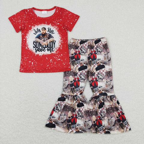 GSPO1489 RTS baby girl clothes singer girls bell bottoms outfit