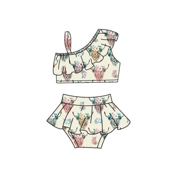MOQ:5sets each design custom order baby girl swimsuit swimwear