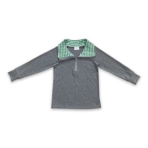 BT0281 toddler boy clothes green plaid boy christmas shirt boy winter top