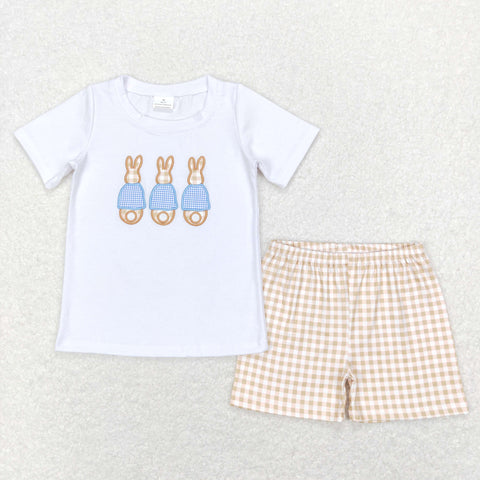 BSSO0383 RTS baby boy clothes bunny embroidery boy easter clothes toddler easter shorts set