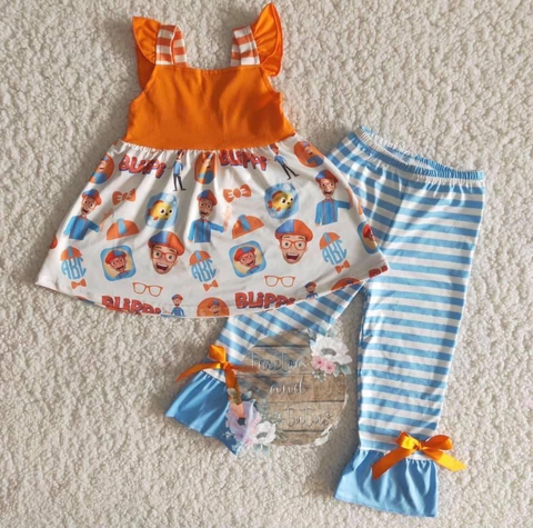 B14-2 baby girl clothes cartoon orange girl summer shorts set-promotion 2024.3.30 $5.5