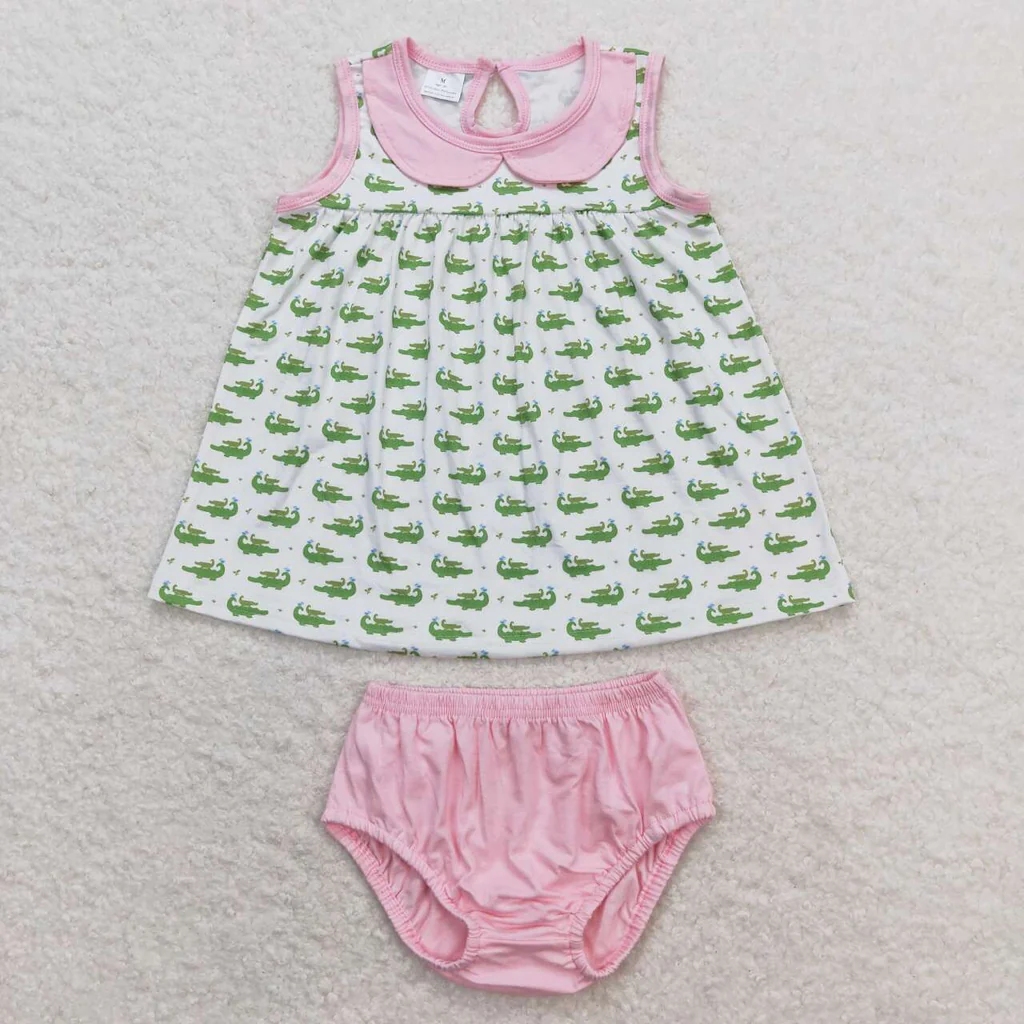 GBO0277 RTS baby girl clothes crocodile girl summer bummies sets