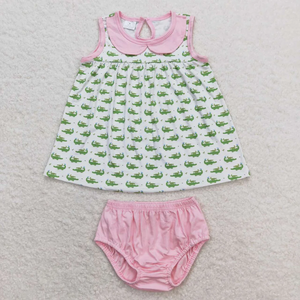 GBO0277 RTS baby girl clothes crocodile girl summer bummies sets