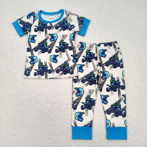 BSPO0354 RTS baby boy clothes motorcyclist boy fall spring pajamas outfit