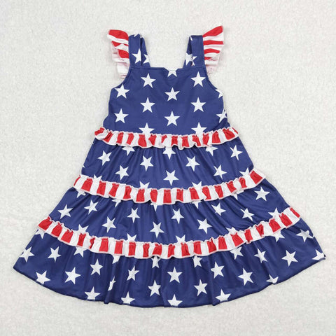 GSD0681 RTS baby girl clothes girl 4th of July star patriotic summer dress