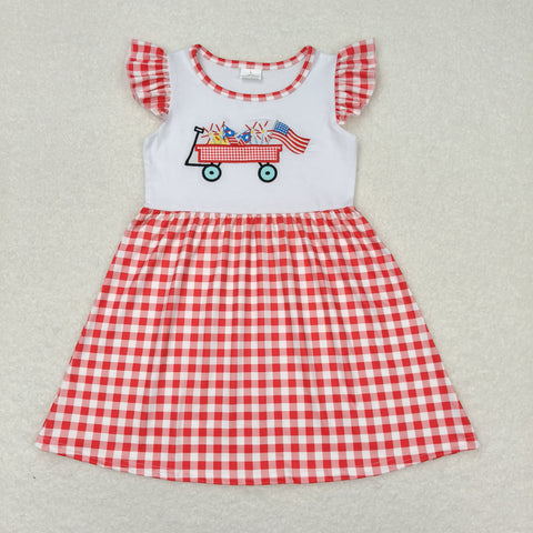 GSD0843 RTS baby girl clothes flag embroidery  4th of July patriotic girl summer dress