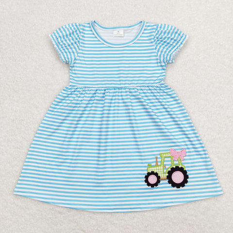 GSD0835 RTS baby girl clothes embroidery truck print embroidery girl summer dress