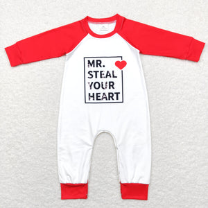 LR0797 baby boy clothes red heart boy valentiens day romper