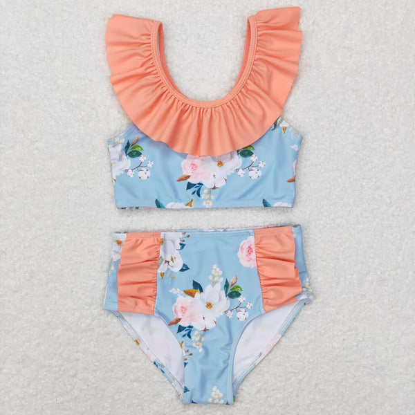 S0179 baby girl clothes floral girl swimsuit swimwear beach wear