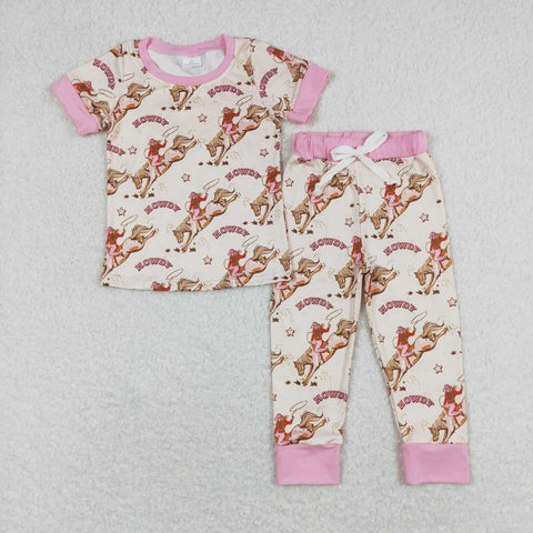 GSPO1488 RTS baby girl clothes howdy cowgirl girl fall spring pajamas outfit western clothes