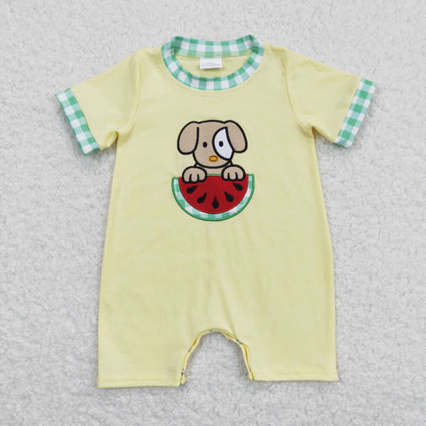 SR0788 baby boy clothes embroidery boy summer romper watermelon dog newborn summer clothes