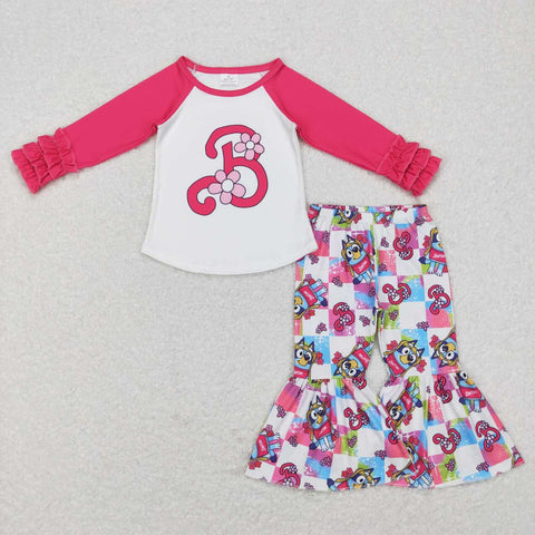GLP0996 baby girl clothes hot pink cartoon girl winter outfit