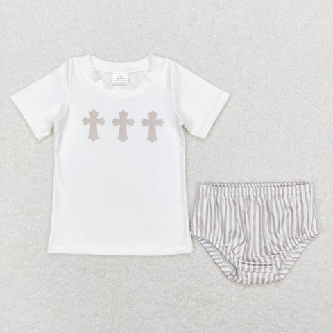 GBO0211 baby clothes cross boy easter bummies set
