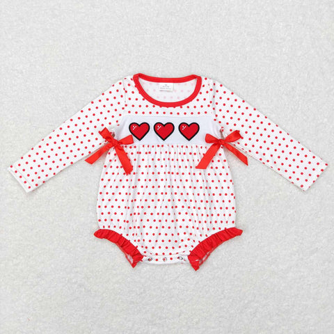 LR0835 baby girl clothes red heart girl valentines day bubble