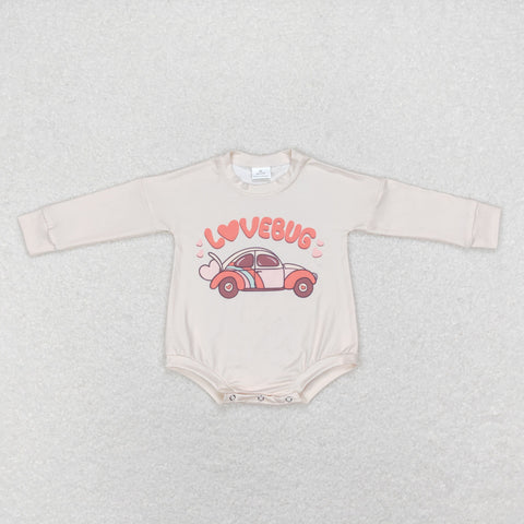 LR0833 baby gril clothes lovebug car girl valentines day bubble