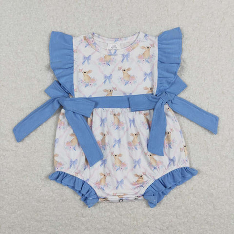 SR0638 RTS toddler girl clothes blue bunny baby girl easter bubble