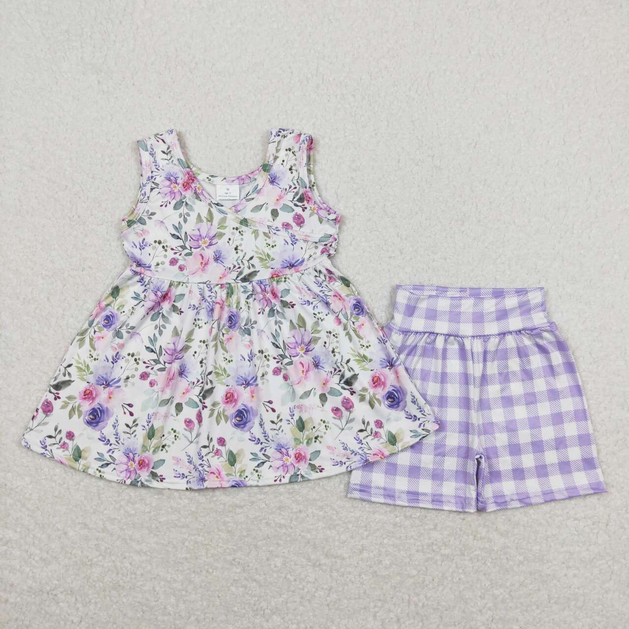 GSSO0742 baby girl clothes floral gingham toddler girl summer outfits
