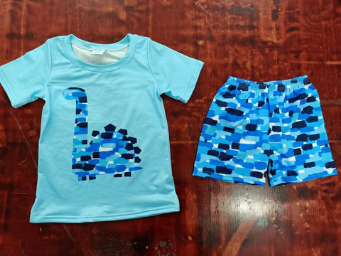 custom order MOQ:5sets each design baby boy clothes dinosaur boy summer outfit