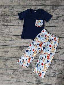 Custom order MOQ:5pcs each design toddler boy clothes cartoon boy fall outfit