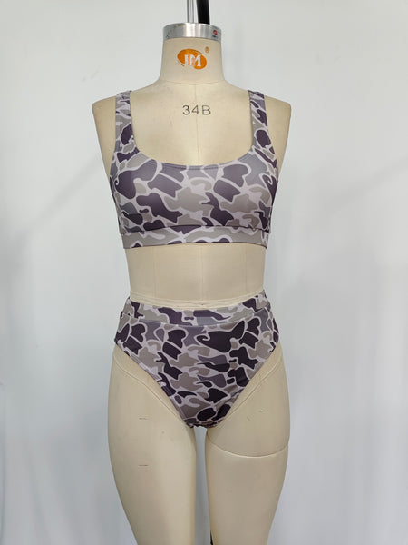 S0321 RTS adult clothes Adult mom gray camouflage print Summer Swimsuit adult bikini 11