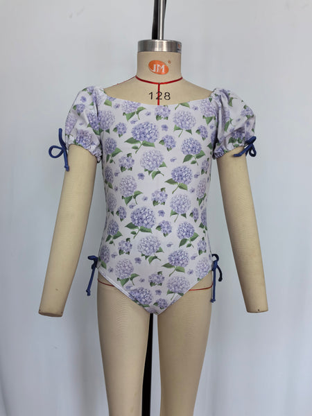 S0329 RTS baby girl clothes floral purple girl summer swimsuit beach wear 1