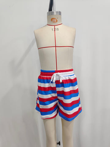 S0233 RTS baby boy clothes stripe 4th of July clothes boy summer swim shorts