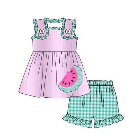 Order Deadline:16th May. Split order baby girl clothes watermelon girl summer shorts set