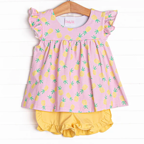Order Deadline:16th May. Split order baby girl clothes lemon girl summer shorts set