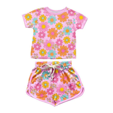 Order Deadline:20 th May.Split order toddler clothes floral girl summer shorts set