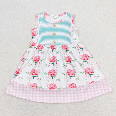 GSD0886 RTS toddler clothes rose gingham baby girl summer dress