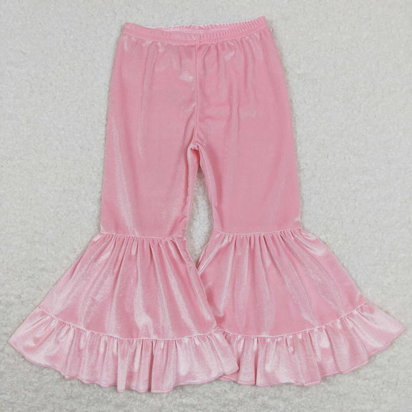 P0416 baby girl clothes pink girl velvet  bell bottom pant girl valentines day clothes