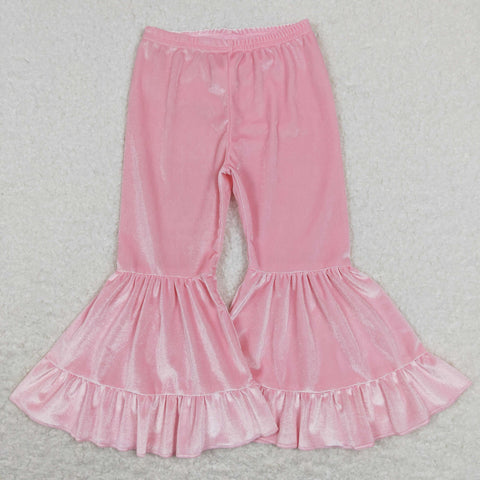 P0416 baby girl clothes pink girl velvet  bell bottom pant girl valentines day clothes