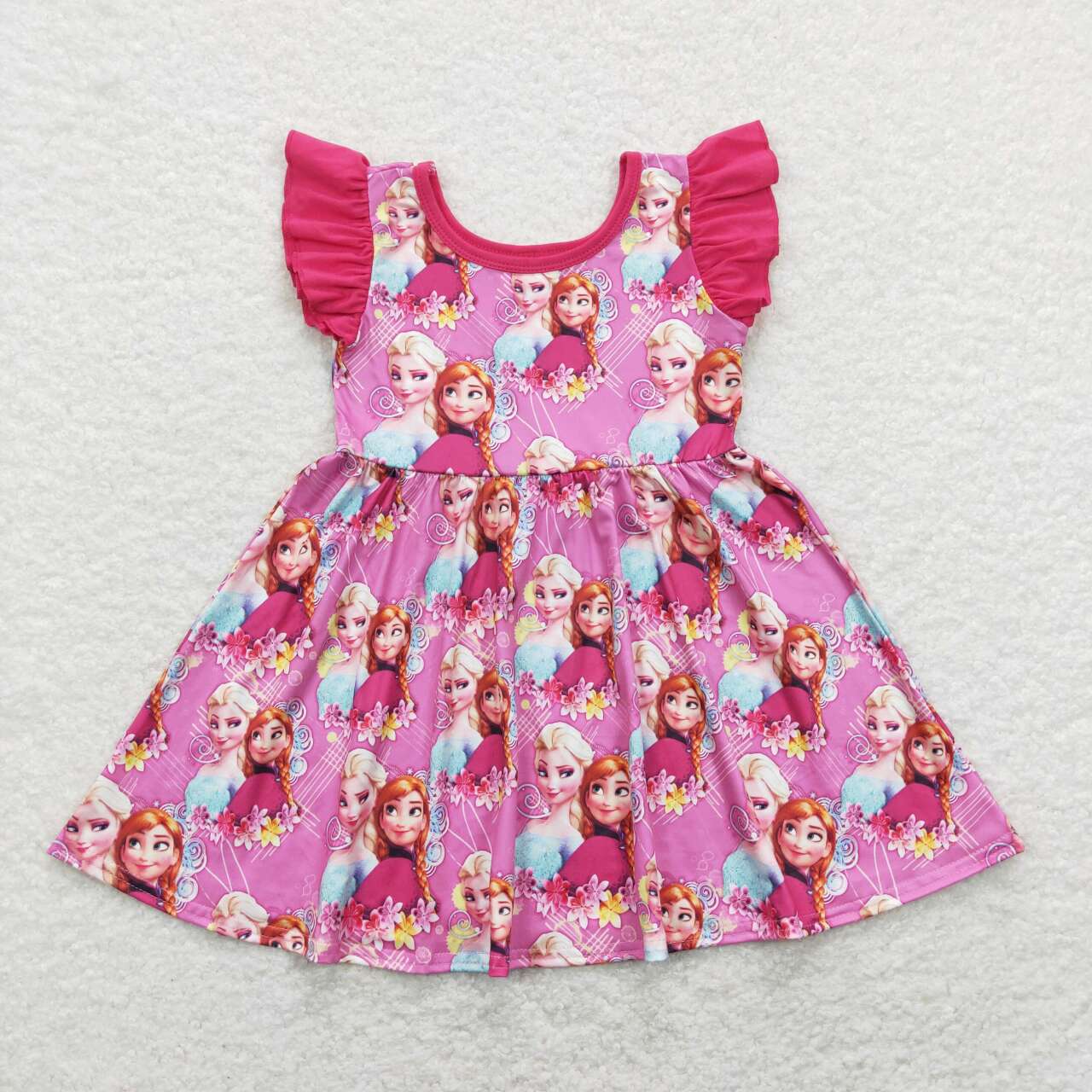 GSD0763 baby girl clothes ice queen cartoon princess girl summer dress twirl dress