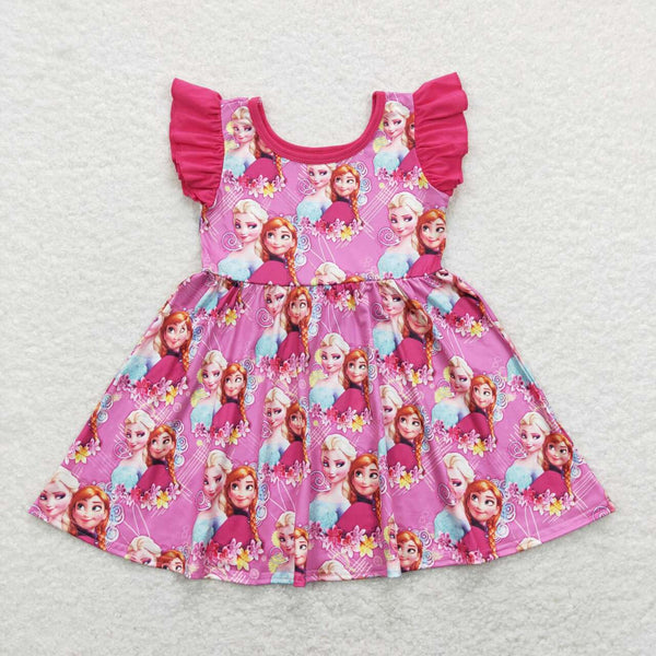 GSD0763 baby girl clothes ice queen cartoon princess girl summer dress twirl dress