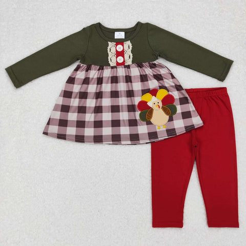 GLP0750 baby girl clothes turkey embroidery girl thanksgiving outfit