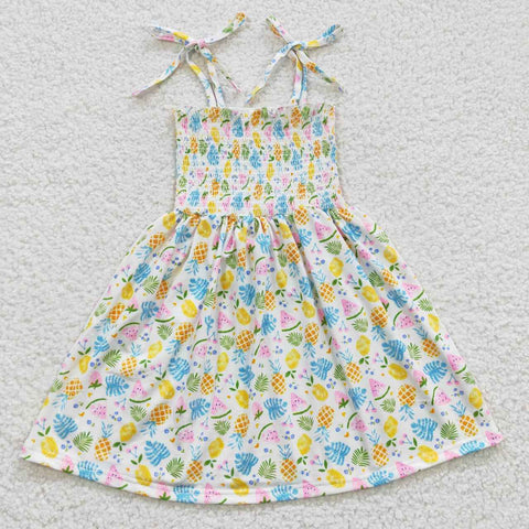 GSD0374 baby girl clothes 100% cotton pineapple girl summer dress