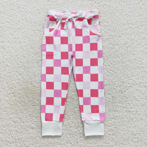 P0293 kids clothes girls pink plaid winter pant